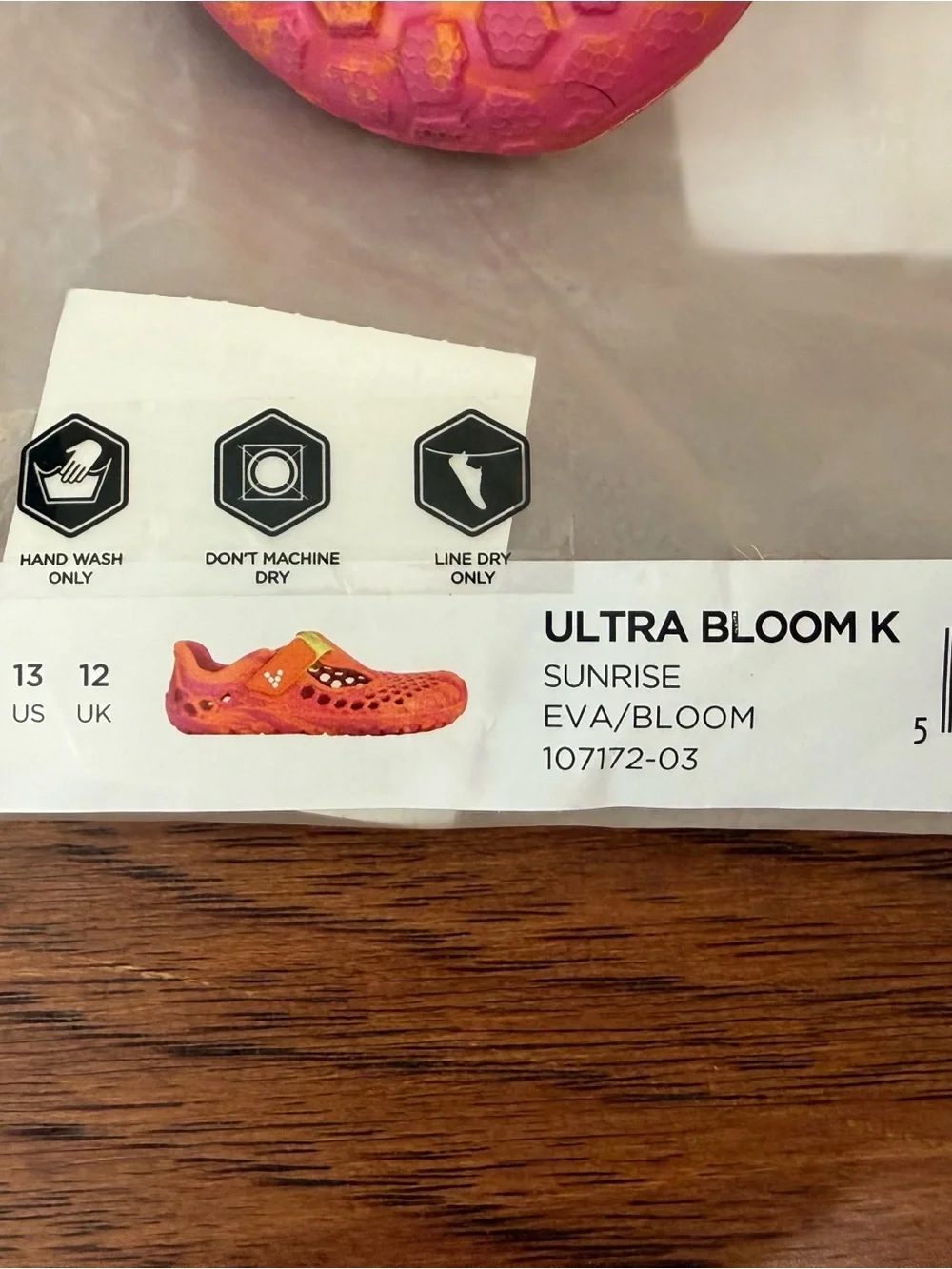 New. Vivobarefoot Kids US 13/EU 31. Ultra Bloom Coral Orange Pink Slip On Shoes